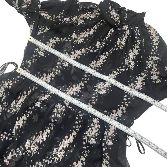 All Saints Elimear Cultivar Floral Tiered Maxi Dress Black 00 Cottagecore Modest - Picture 6 of 8
